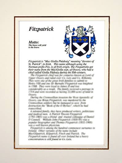 Fitzpatrick for wholesale by Family Histories