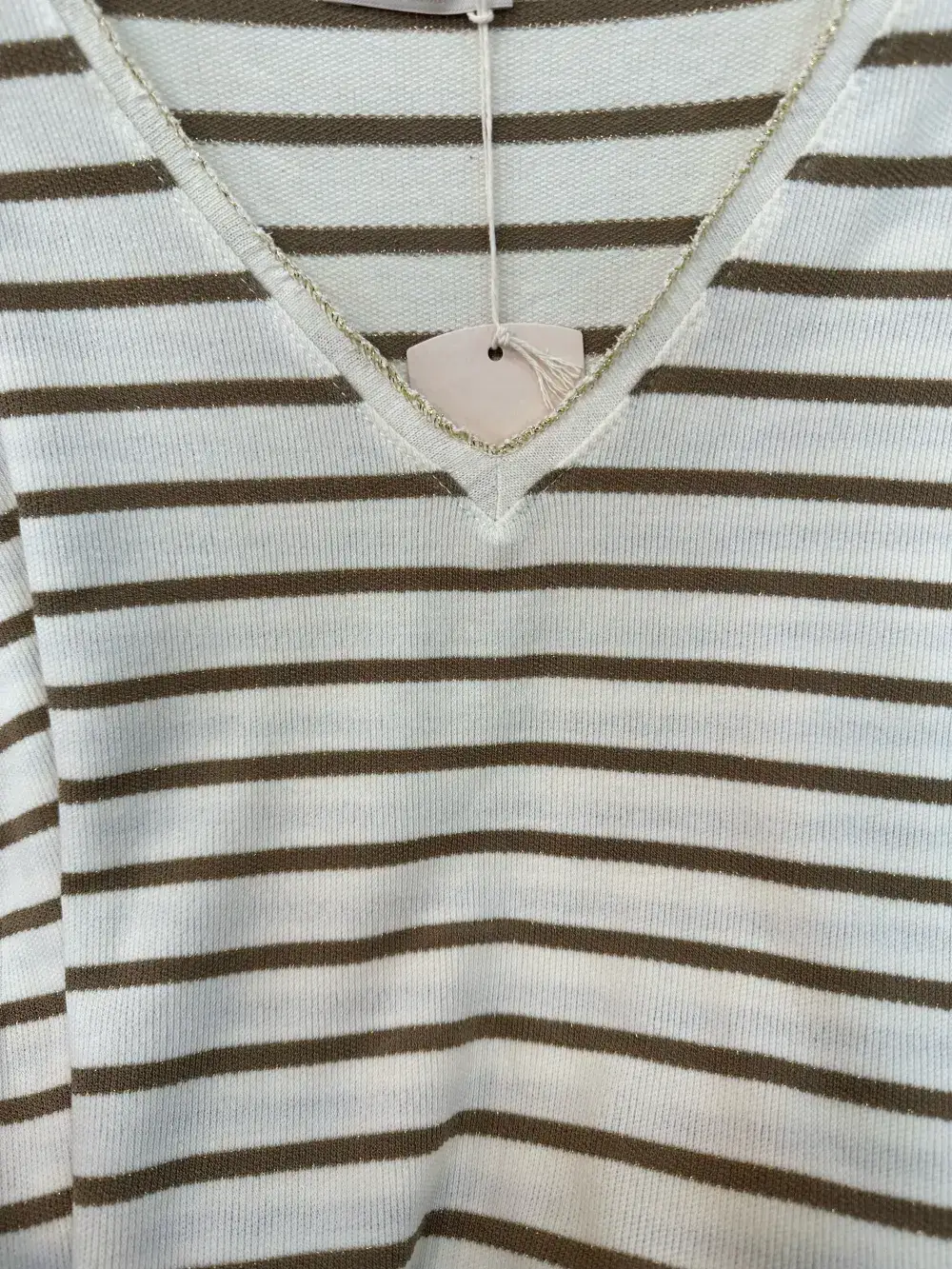 Mimi & Gogo - Wholesale T-Shirt - Women's - Striped top with lurex collar @46262_HRayeColLux2