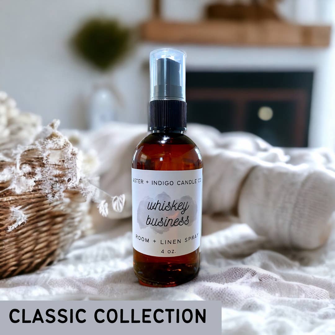Aster + Indigo Candle Co. - Wholesale Room & Linen Spray - Whiskey Business | Room + Linen Spray | 4oz