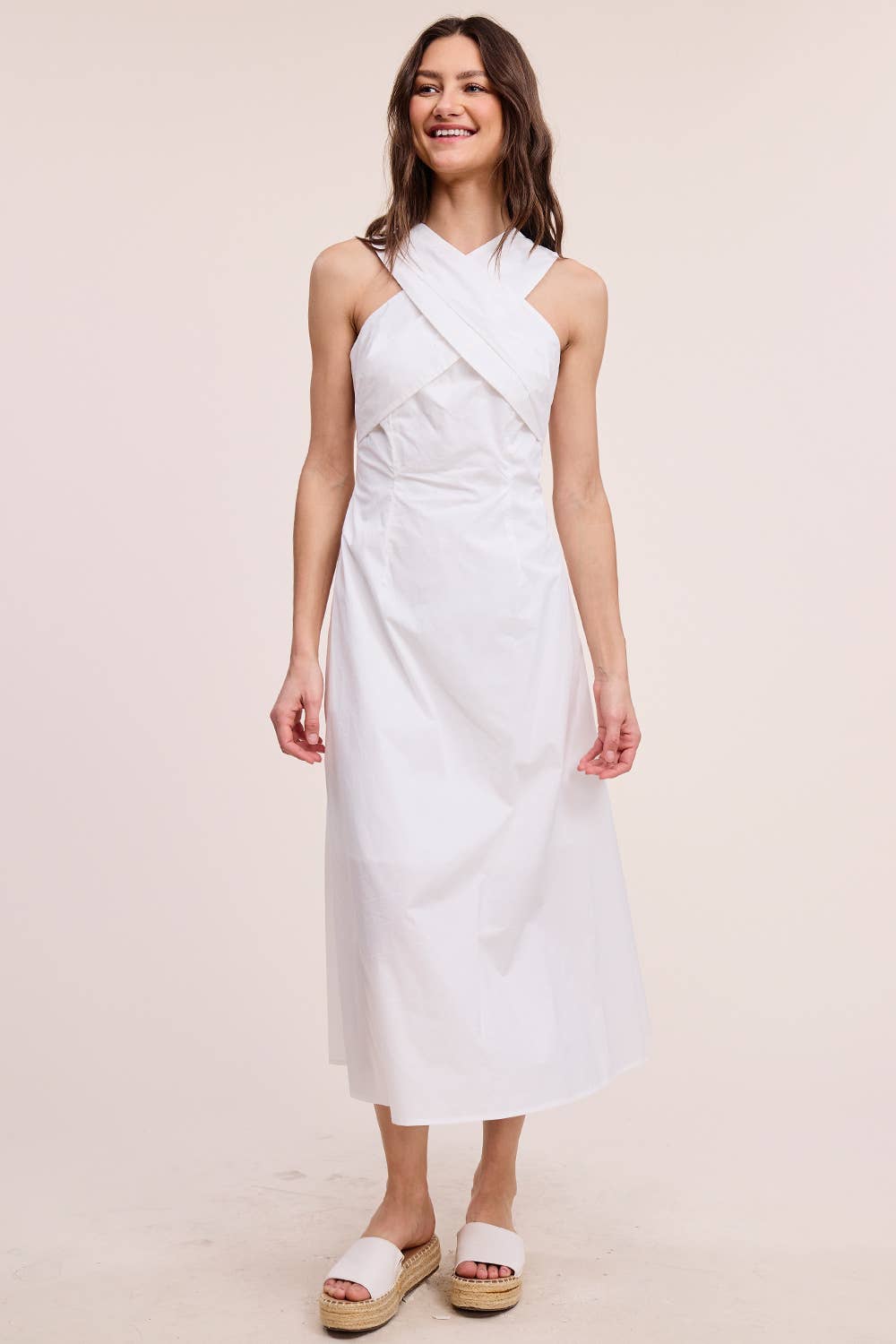 Ultramarine - Wholesale Dress - Women's - Halter Neck Solid Midi Dress13