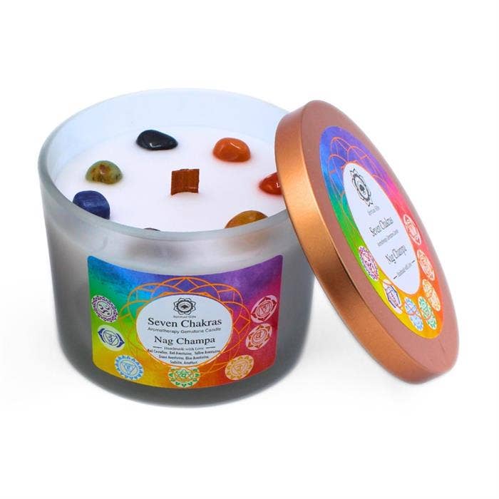 Green Tree - Wholesale Pot/gevulde kaars - Green Tree Edelsteenkaars Seven Chakra 256g
