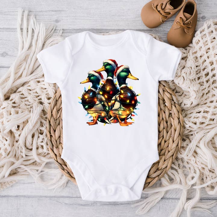Mallards with Christmas Lights Baby onesie Bodysuit for wholesale by AvaryMaeInspirations