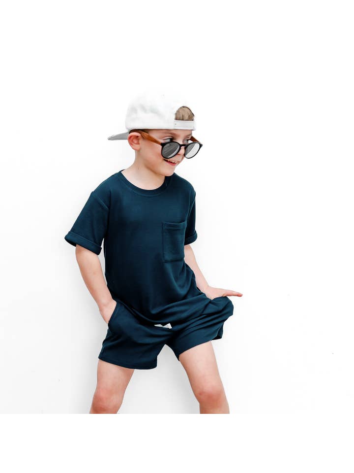 Remi + Rae Co. - Vendita all'ingrosso Maglietta - Bambini - T-SHIRT CON TASCA IN BAMBOO WAFFLE - DUSK3
