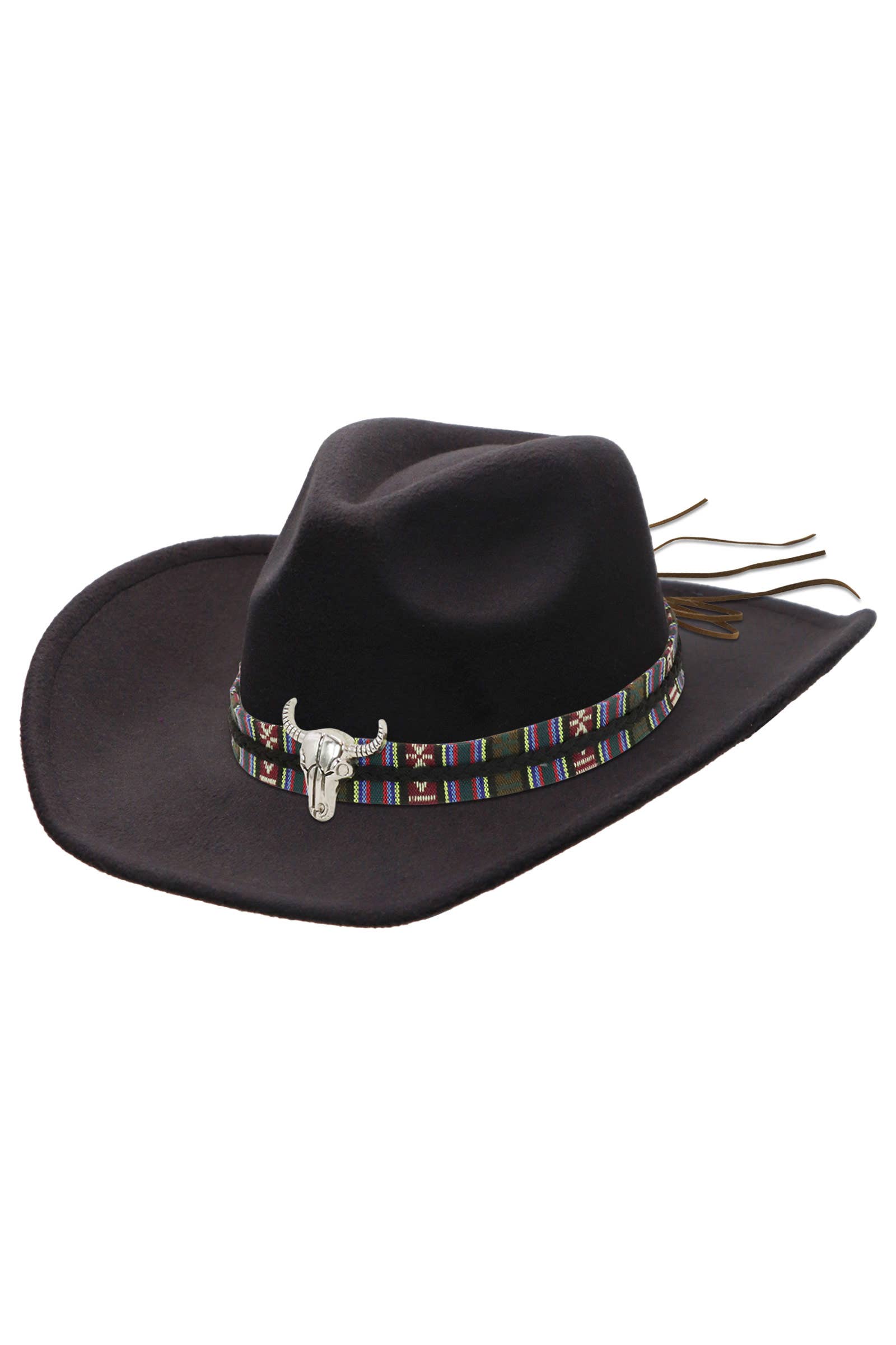 Cap Zone – Chapéu de cowboy - Unissexo por atacado – Chapéu de Feltro Cowboy Cap Zone Tycoon com Aba Relaxada e Fivela Tribal Navajo4
