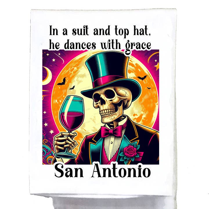 Sassy Talkin - Wholesale Tea Towel - Mexican, Dish Towel, In a suit and top hat, Dapper gentleman