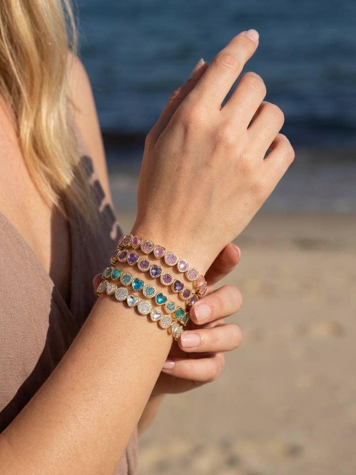 Pulsera con strass de colores 324CP20 para venta al por mayor de BYREN | ÉLINE L'ATELIER