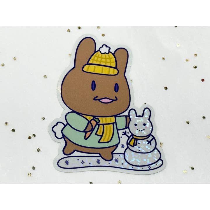 Courtney Elizabeth Studio - Wholesale Sticker - Snowbun Waterproof Glitter Sticker - Rabbit Winter Day2