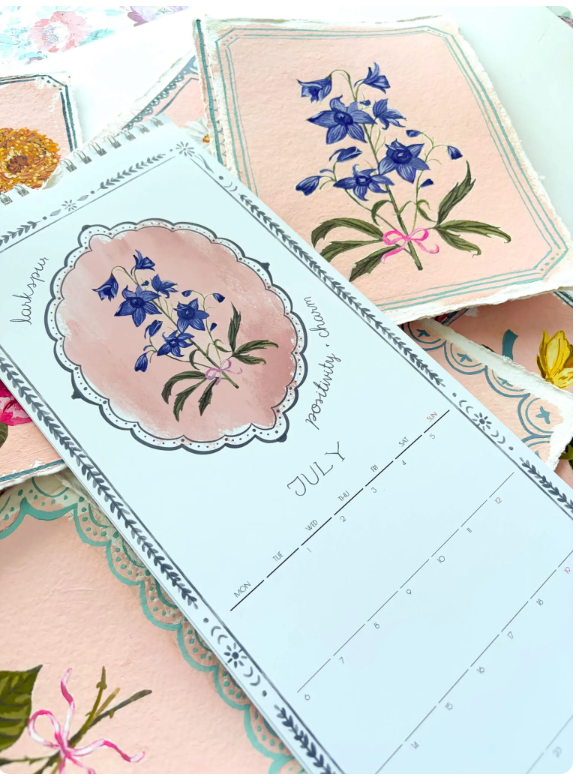 glad you're here co - Wholesale Calendar - 2026 Vintage Birth Flower Calendar • Hand‑Painted Botanical Wall / Desk Calendar • Cottagecore Floral Illustration Gift2