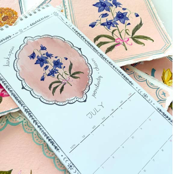 glad you're here co - Wholesale Calendar - 2026 Vintage Birth Flower Calendar • Hand‑Painted Botanical Wall / Desk Calendar • Cottagecore Floral Illustration Gift2