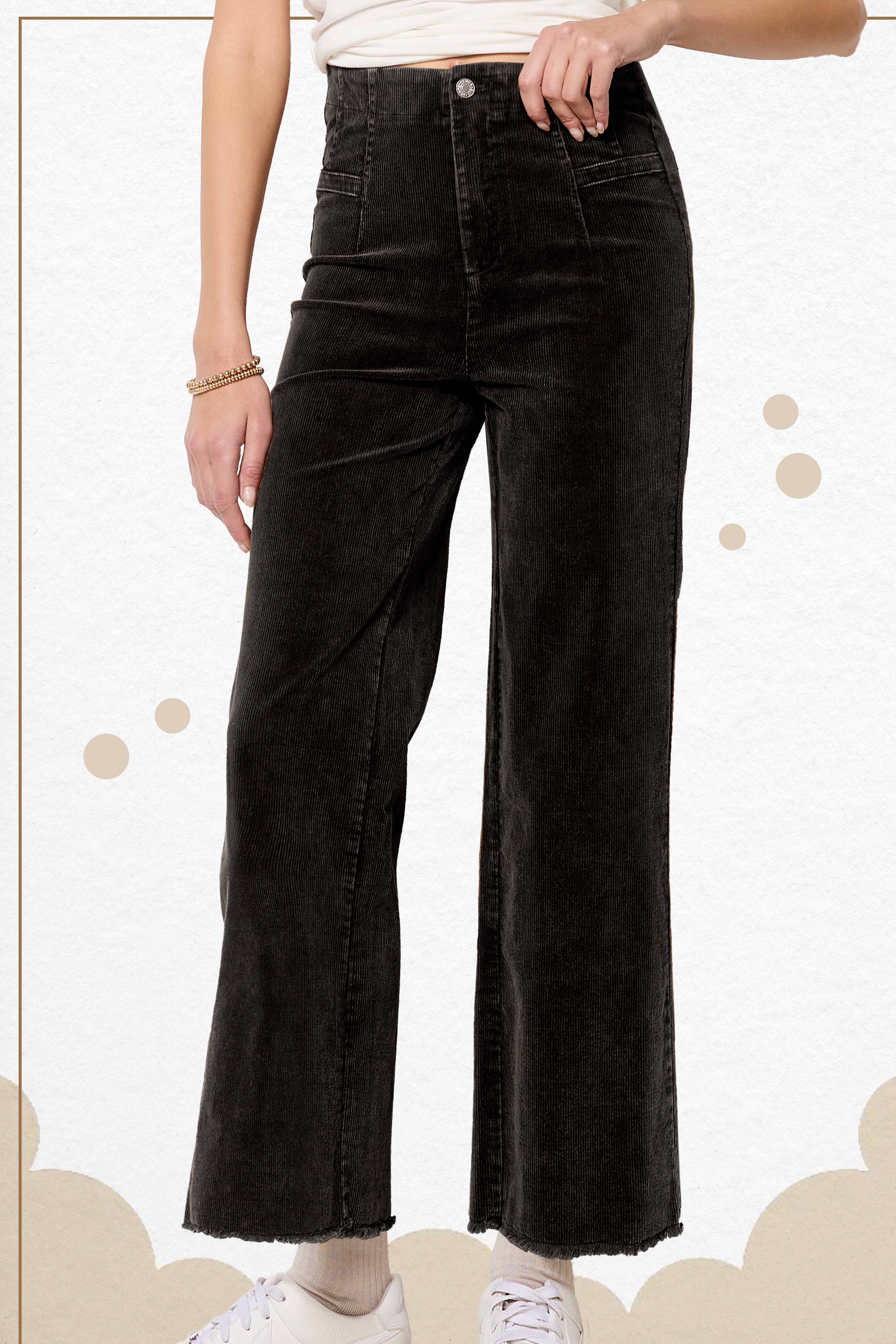 La Miel - Wholesale Pants - Women's - MCP4220-Mineral Washed High Waisted Wide Leg Corduroy Pants25