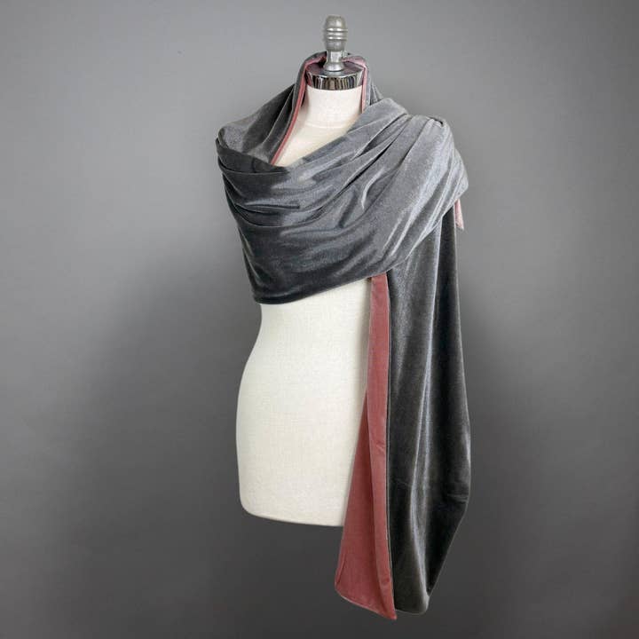 Double-Sided Velvet Wrap Shawl with Choice of 2 Colors for wholesale by BridalSpain