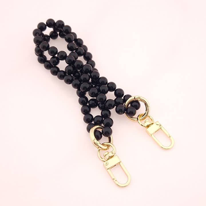 Phone Charm Pearl BLACK I kurze Perlen-Handykette für den Großhandel von Keewee - Nicole Leschner