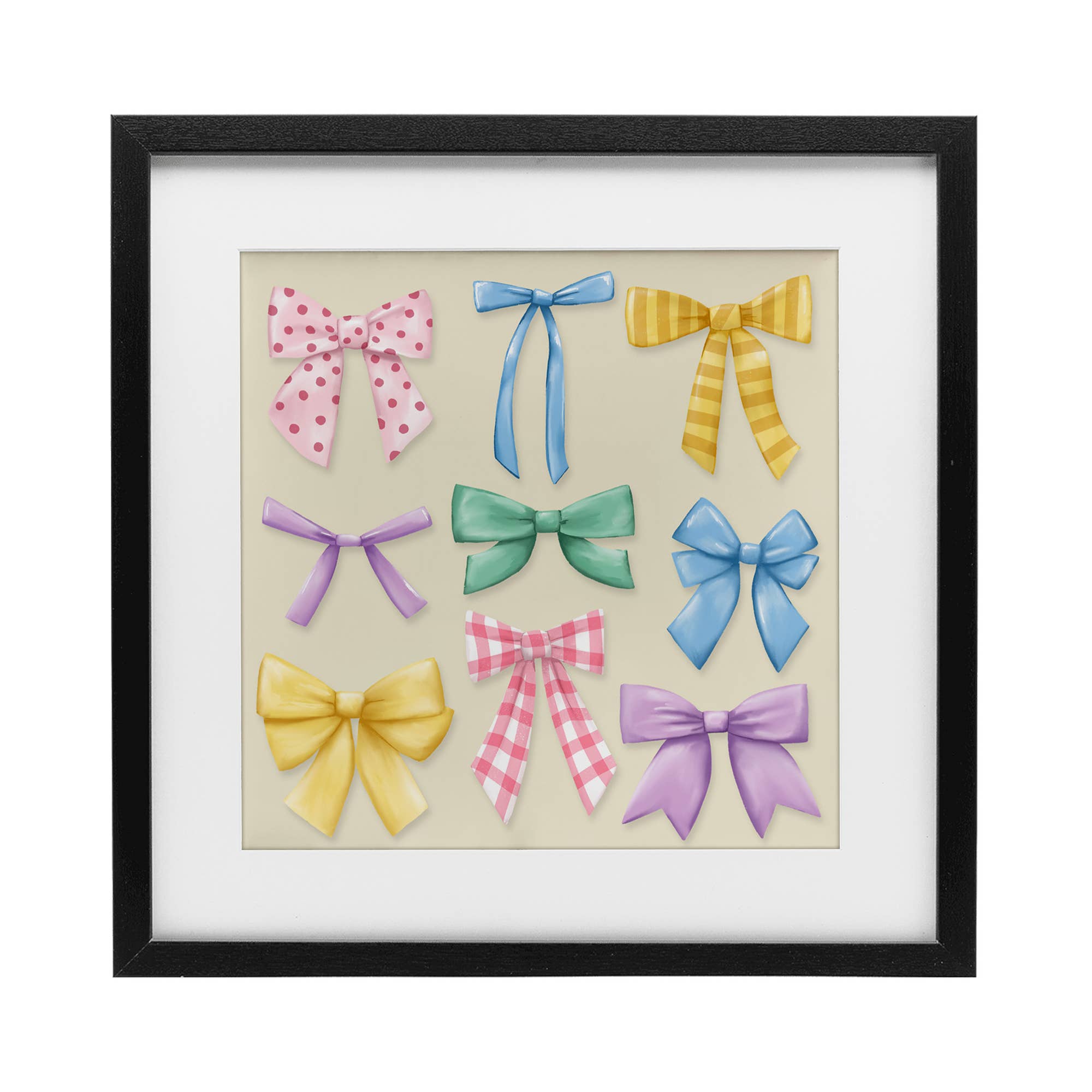 Stupell Industries - Wholesale Wall Sign - Pretty Bows Differing Patterns - Print Under Glass Wall Art0