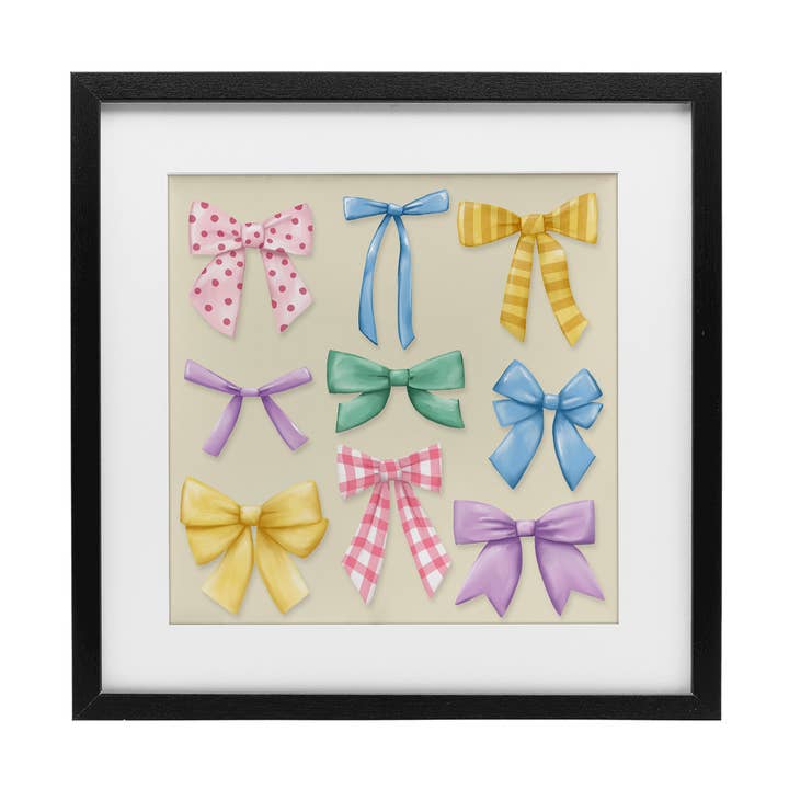 Stupell Industries – Großhandel Wandschild – Hübsche Schleifen Verschiedene Muster - Druck unter Glas Wandkunst0