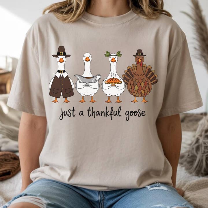 Glaime - Wholesale T-Shirt (Graphic) - Women's - Comfort Colors Goose Thanksgiving Shirt, Funny Goose Tee4