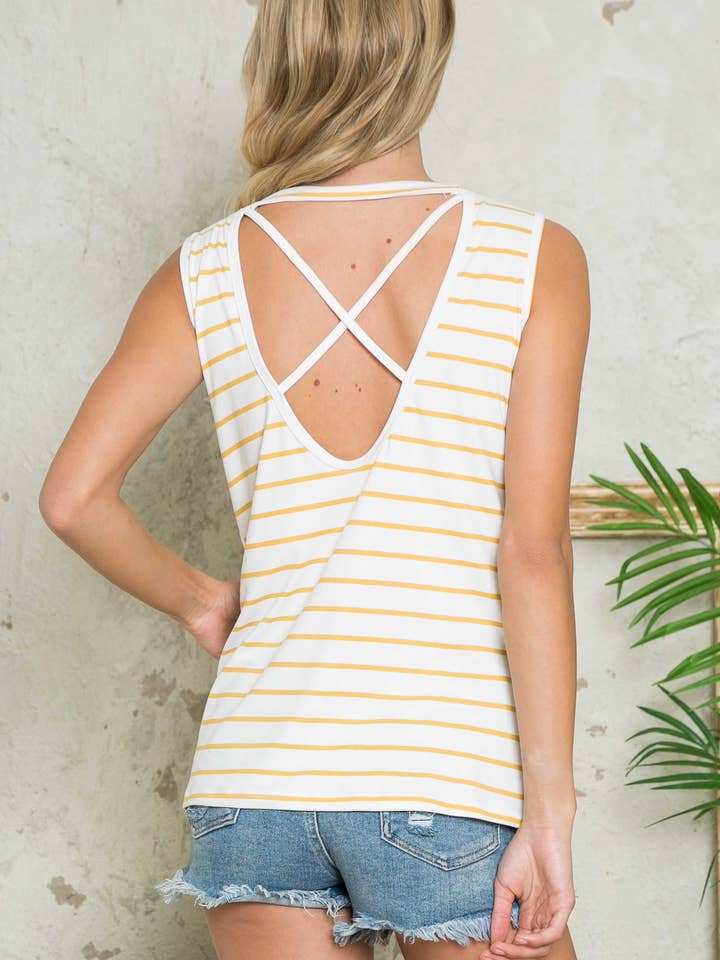 TANK TOP WITH OPEN CROSS BACK DETAIL for wholesale by Burgundy Apparel