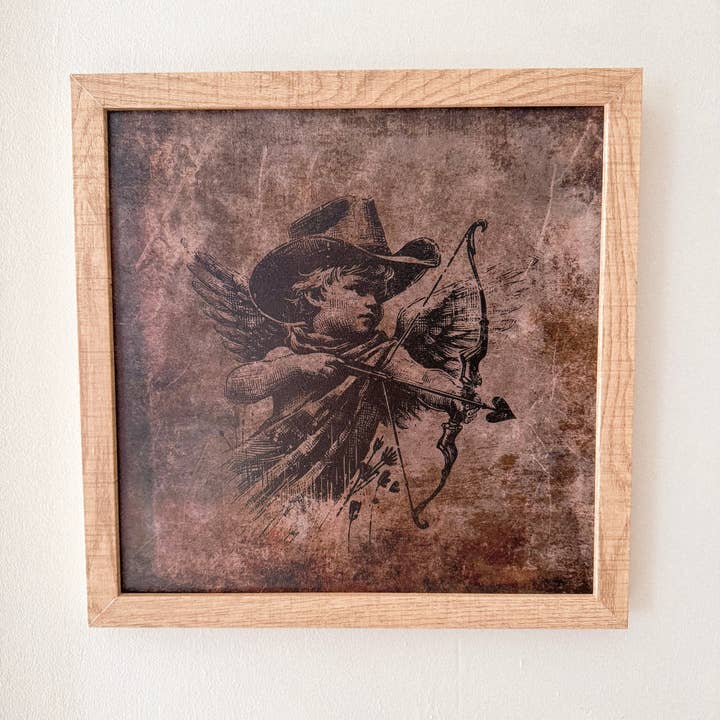 Cupid Neutral Valentines Day Wood Sign for wholesale by WillowBee Signs & Designs