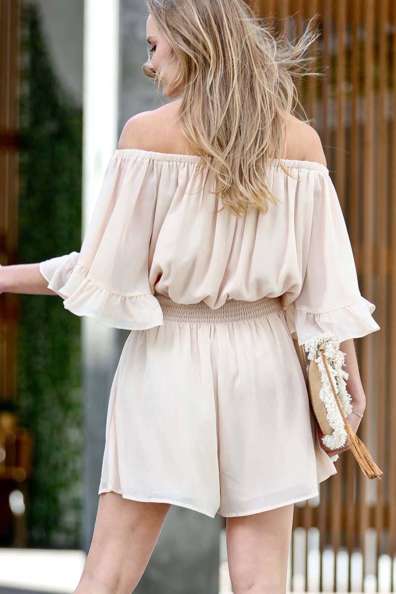 42POPS - Wholesale Romper - Women's - ..On/off shoulder Ruffle bell sleeve chiffon romper5