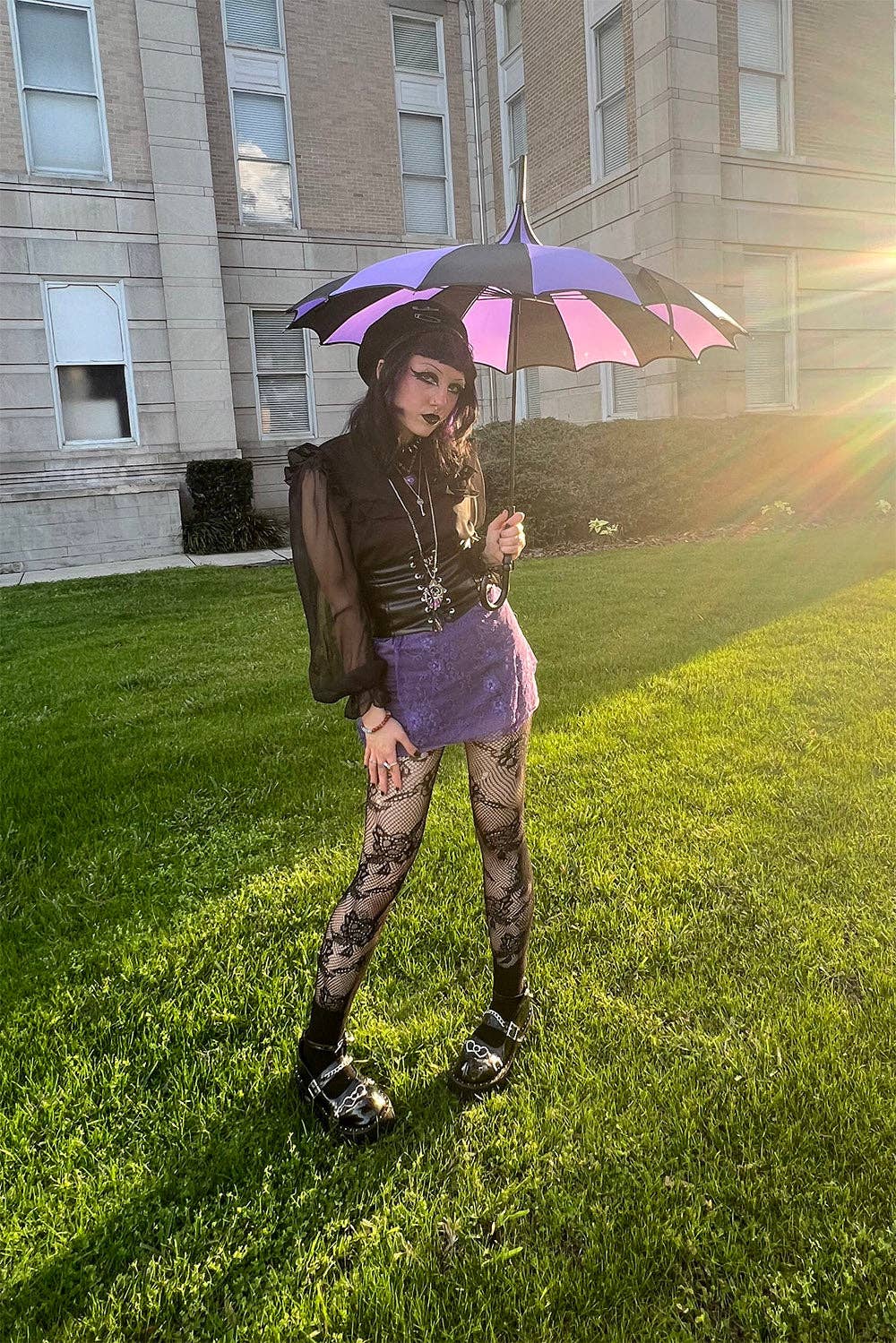 vampirefreaks - Wholesale Umbrella - Unisex - Batwing Pagoda Umbrella [BLACK/LIGHT PURPLE]11