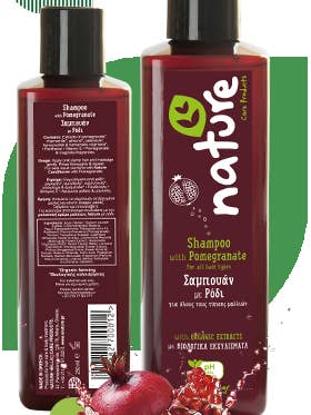 Shampoo naturale al melograno 250ml per la vendita all'ingrosso da parte di Nature hellas care products Ltd