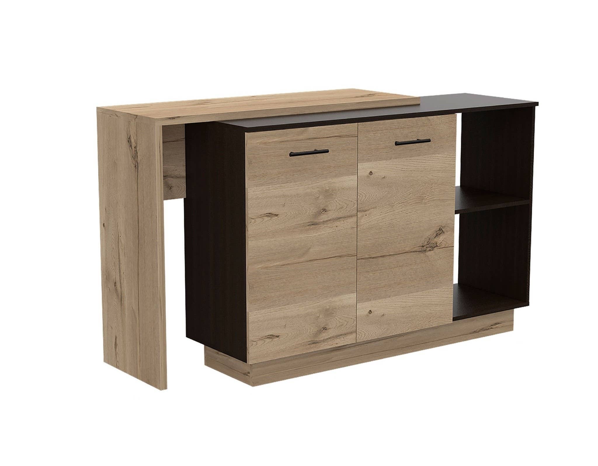 HomeRoots - Wholesale Kitchen Storage/Organizer - Natural And Black 59" Kitchen Island With Storage1