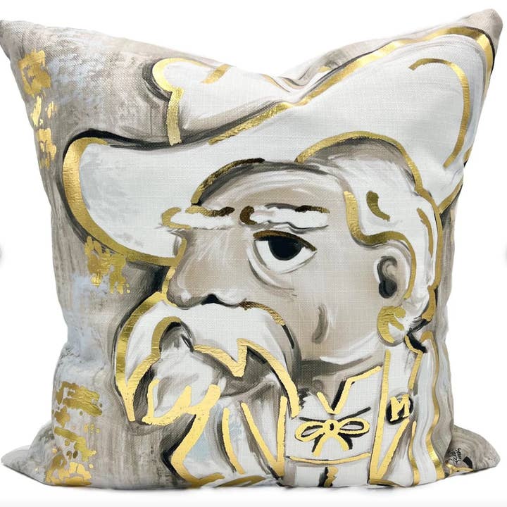 Oreiller Colonel Neutre en Feuille d'Or pour la vente par Rachel Brooks Design, LLC