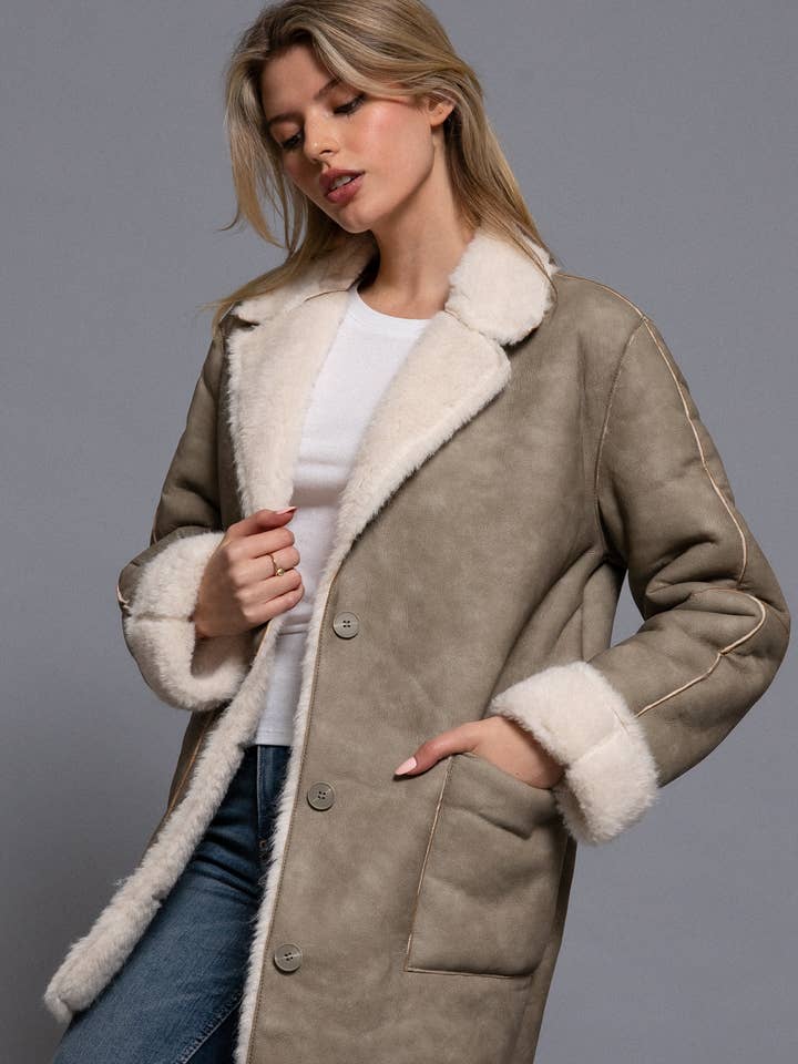 Double Sided Faux Leather Coat for wholesale by 42POPS