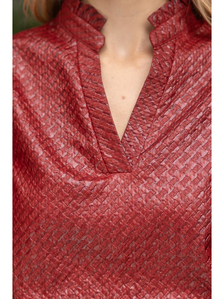 VOY - Wholesale Blouse - Women's - 35926 Smocked Hem and Solid Textured Top15