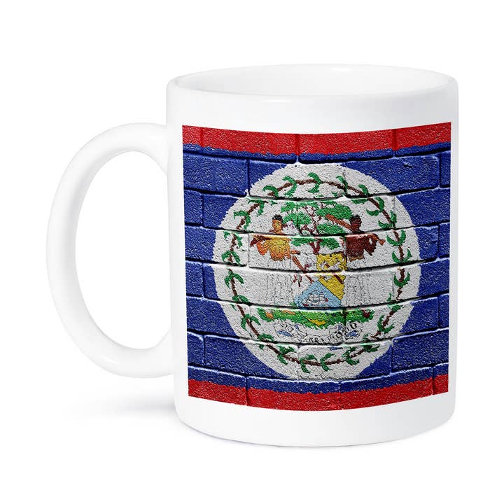 3dRose - Wholesale Coffee Mug - 3dRose, National flag of Belize painted onto a brick wall Belizean, Mug8