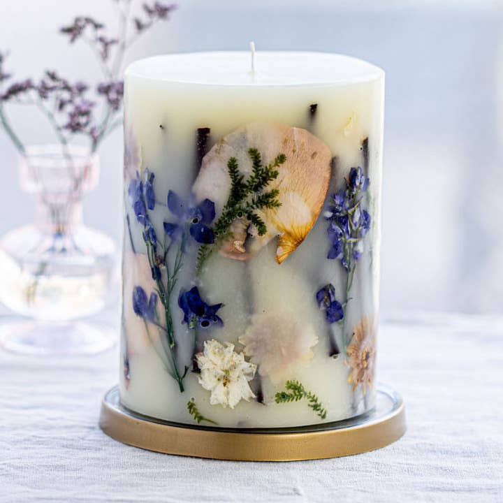 Bougie Botanique Moyenne Ronde - Pluie de Vanille pour la vente par Rosy Rings