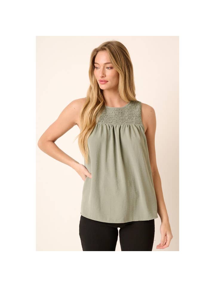 mittoshop - Wholesale Blouse - Women's - AIRFLOW SMOCKED YOKE SLEEVELESS BLOUSE7