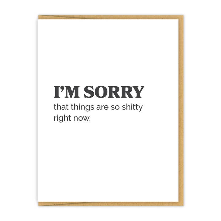 Het spijt me dat het zo slecht is | Letterpress Sympathy Card voor wholesale door Spacepig Press