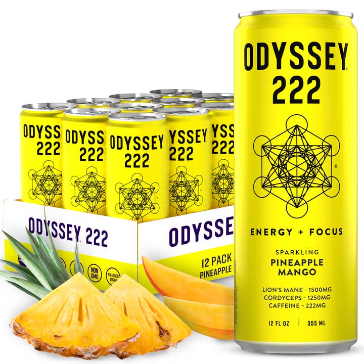 Odyssey Elixir - Wholesale Sports/Energy Drink - Pineapple Mango 222mg Sparkling Mushroom Energy