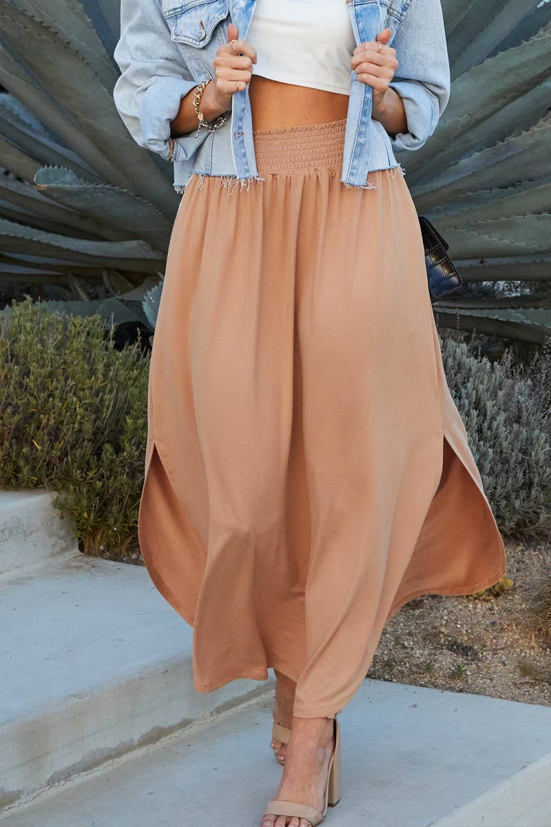 NINEXIS - Wholesale Skirt - Women's - CWBLS041_SMOCKING WAIST MAXI SKIRT WITH SIDE POCKET11