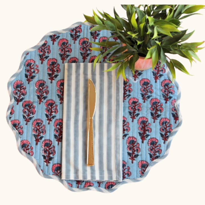 Coastal Bloom - Quilted Cotton Placemats (Set of 4) for wholesale by House of Alaan
