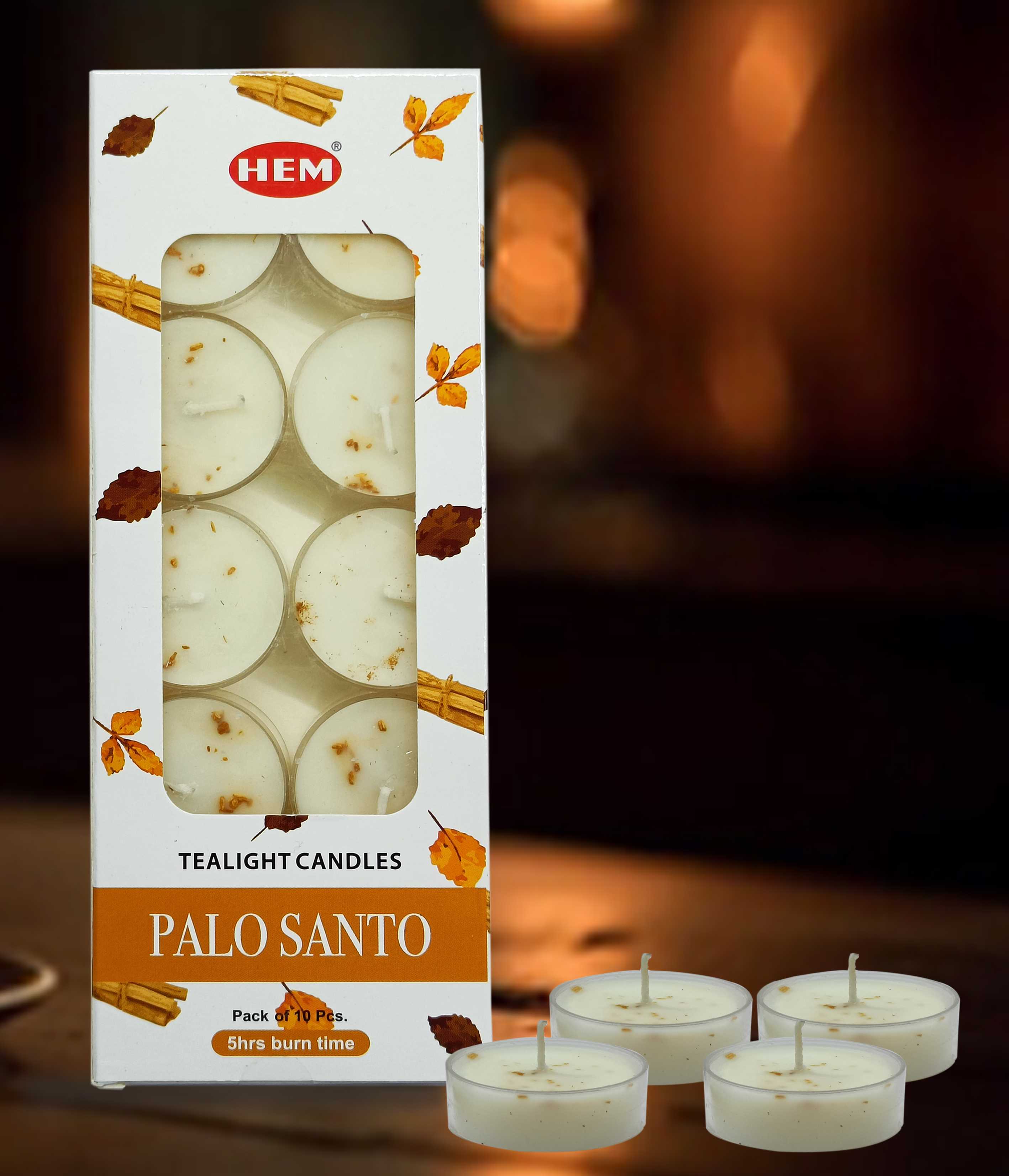 Vrinda - Wholesale Tea Light Candles - Hem Tealight candles Palo Santo (pack of 10)