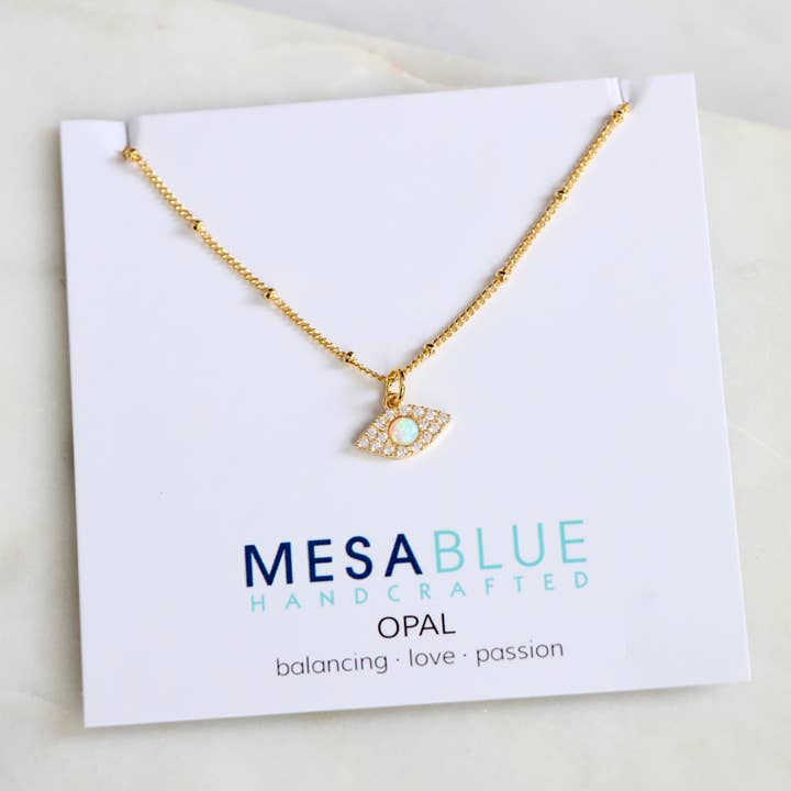 Mesa Blue - Wholesale Pendant/Charm Necklace - Opal CZ Evil Eye Necklace3