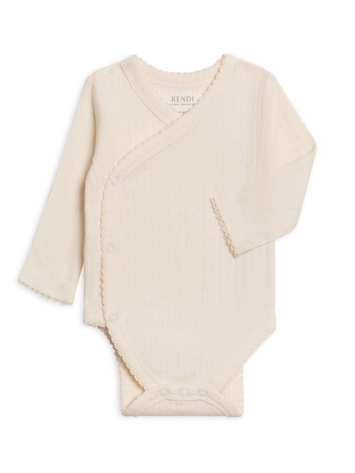 Colored Organics - Wholesale Bodysuit (Non-Footed) - Baby - Hilda Pointelle Kimono Bodysuit - Ivory
