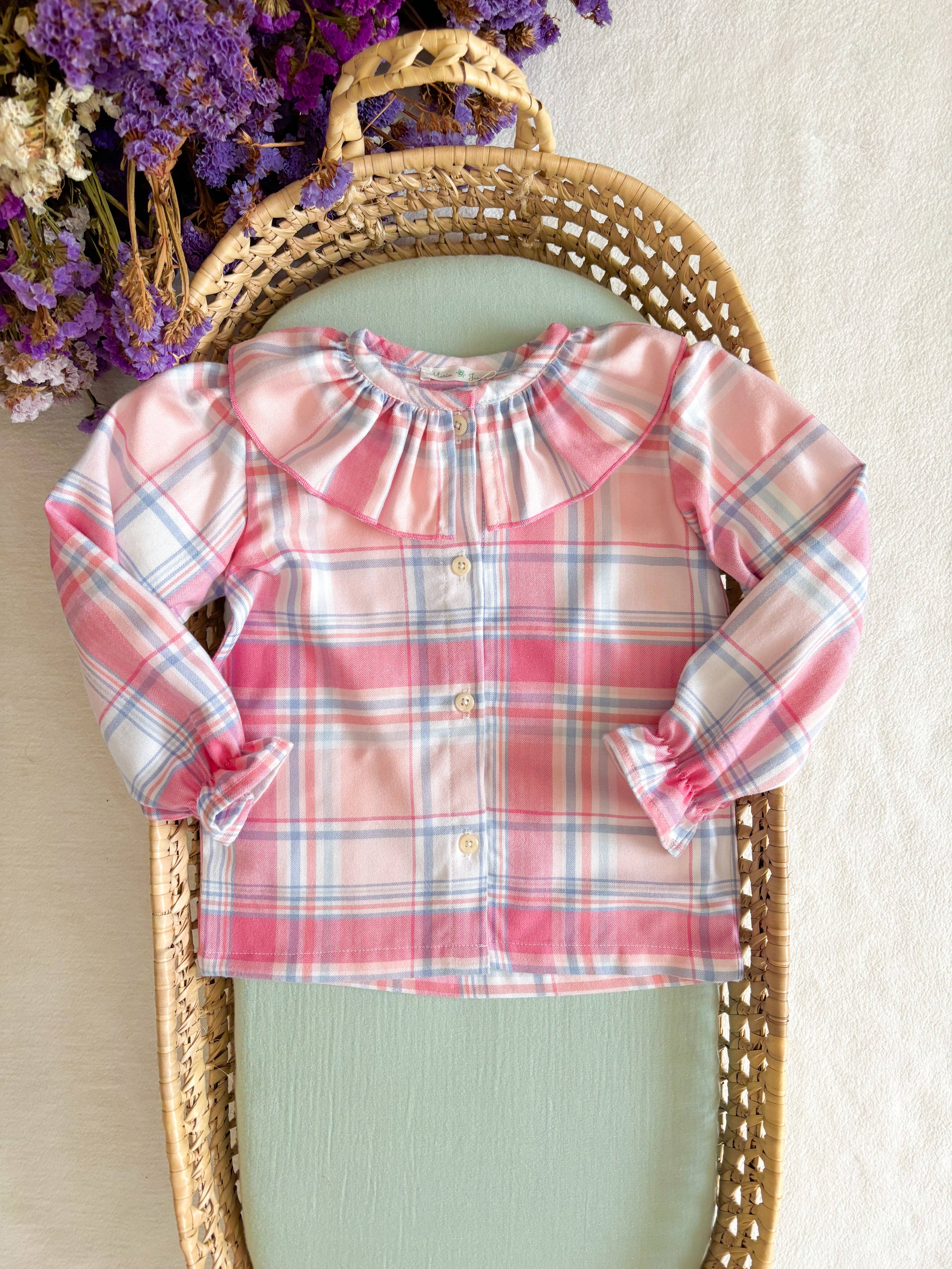 Maria Jasmim Baby & Child - Vendita all'ingrosso Completo pigiama - Bambini - Pigiama a Quadri Rosa con Volant3