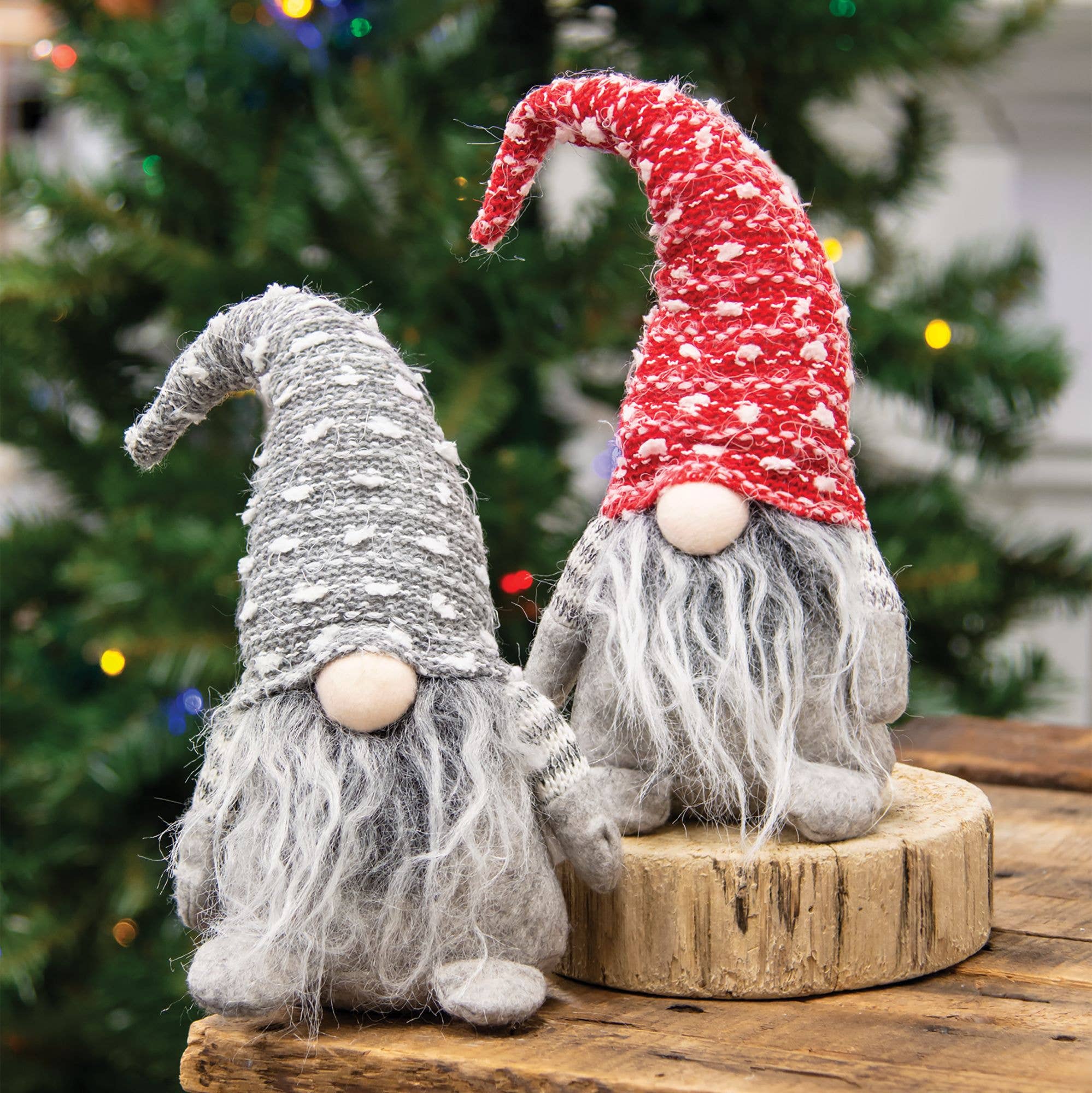 Bright Ideas - Wholesale Christmas Decoration - 2 Asst Gnome w/Red and Grey Hat1