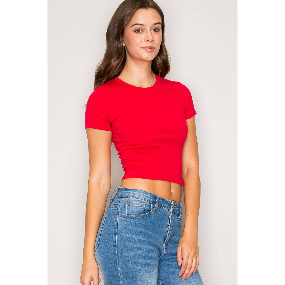 Popular 21 - Wholesale Knit Top - Women's - Crew Neck Short Sleeve Cotton Crop Top14