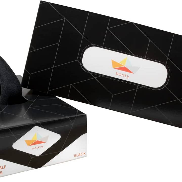 Boaty - Wholesale Tissue Paper - Reusable Tissues - Handkerchiefs, Boaty Box (12, Black)