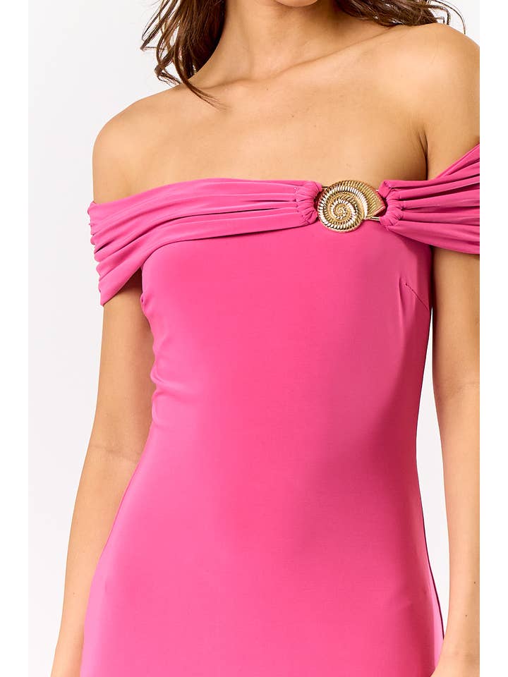 Blue Blush - Wholesale Dress - Women's - BD110 OFF THE SHOULDER SUMMER MAXI DRESS