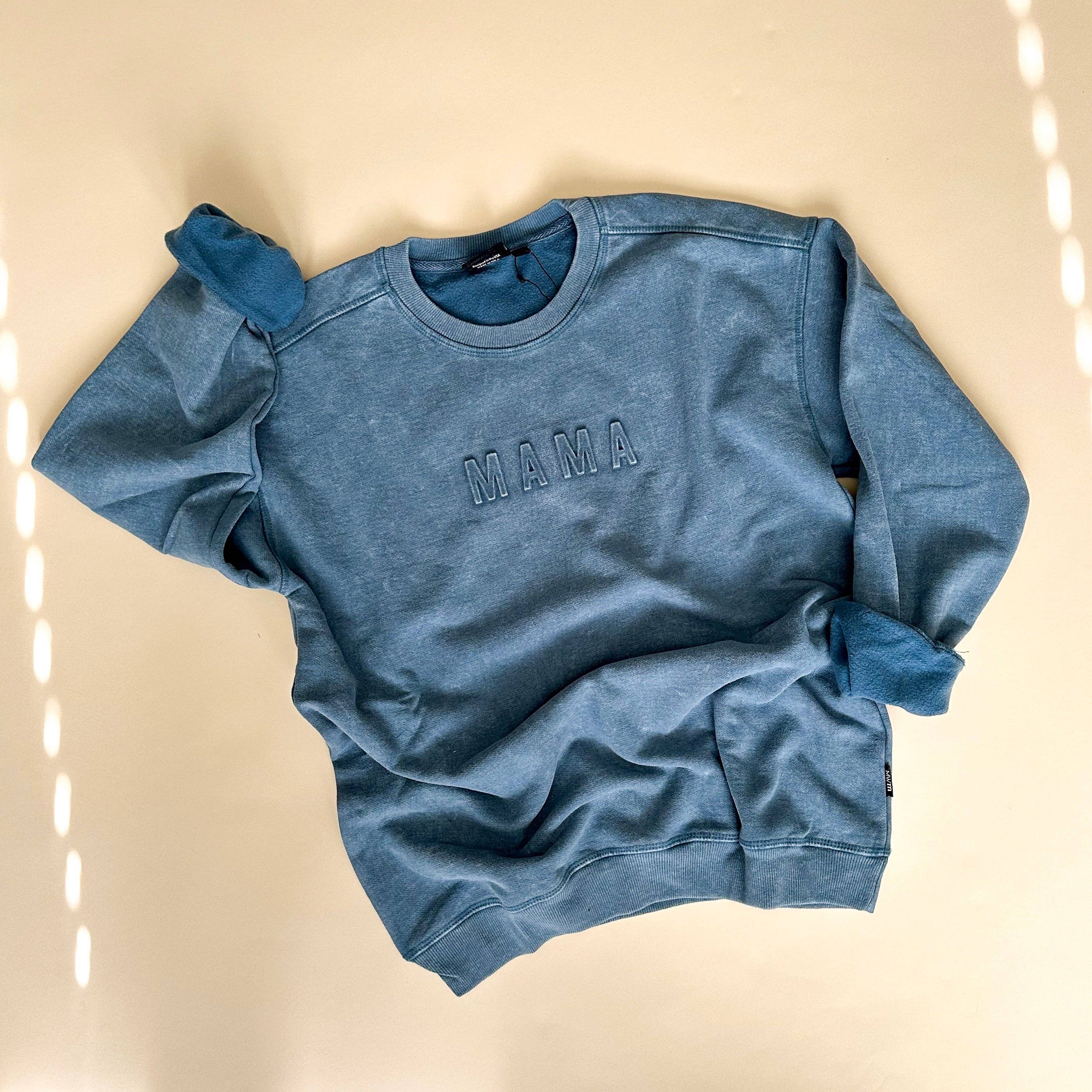 Mama Signature Acid Wash Crewneck - Tide for wholesale on Faire4