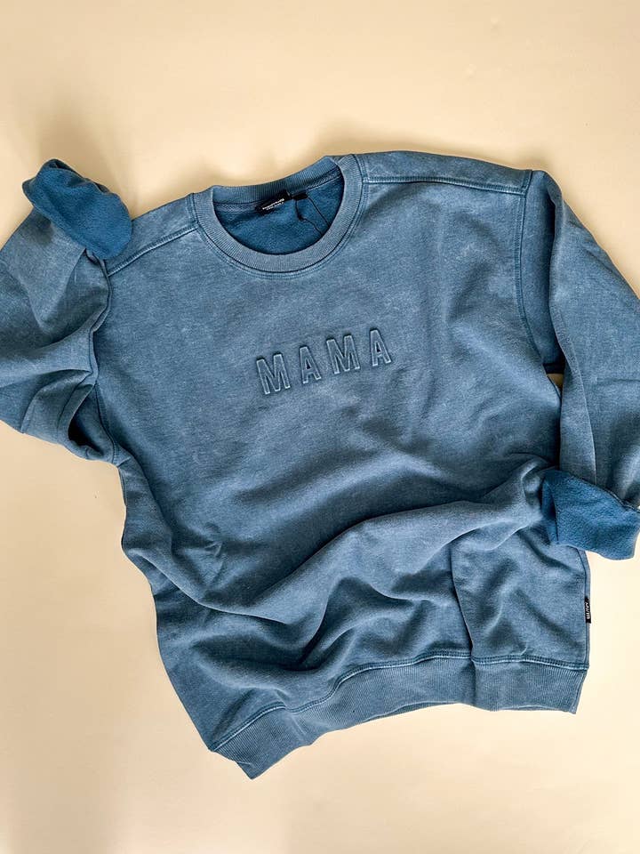 Mama Signature Acid Wash Crewneck - Tide for wholesale on Faire4