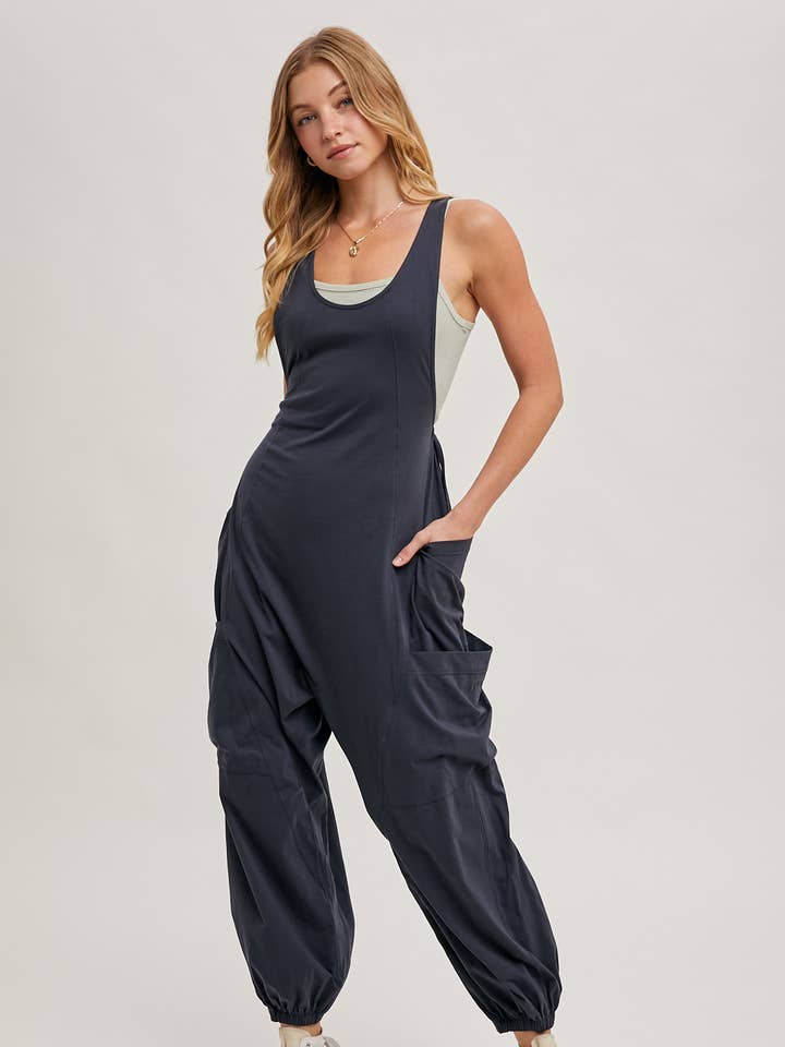 Bluivy - Wholesale Jumpsuit - Women's - RELAXED FIT BEGGY PANTS JUMPSUIT WITH POCKETS