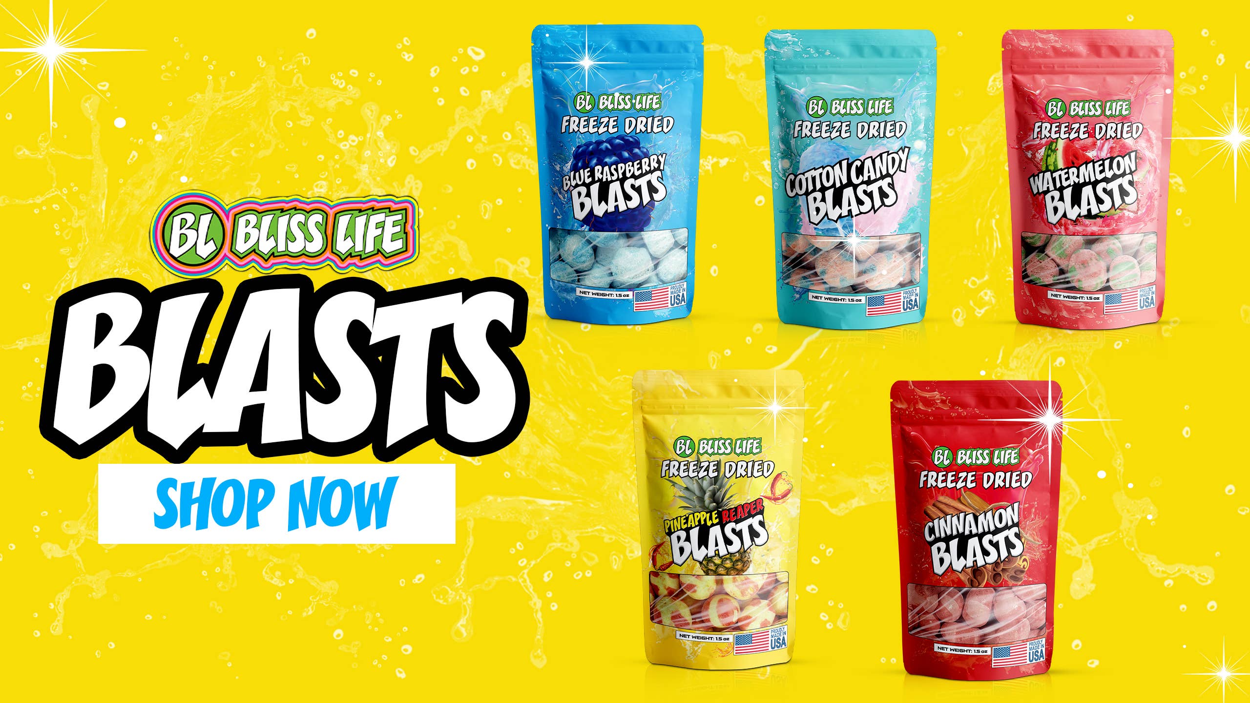 Bliss Life - Wholesale Cotton Candy - Display - 60 Count - Blasts Variety Pack1