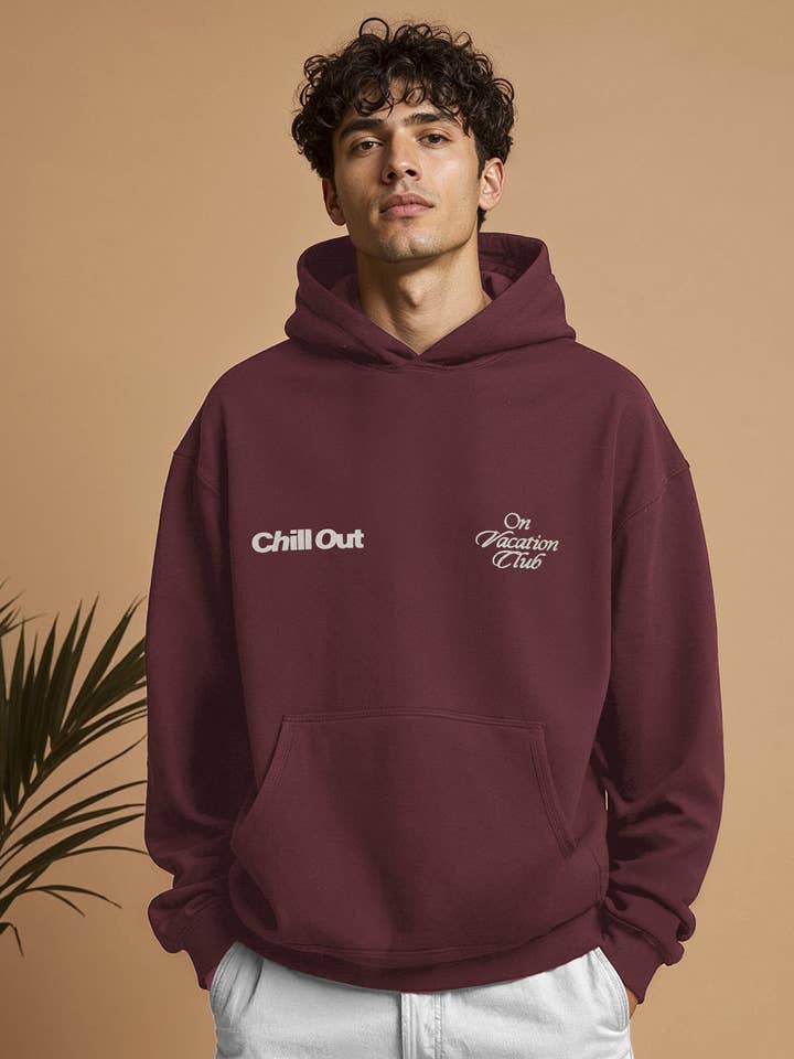 Chill Out Hoodie - Burgundy for wholesale on Faire1