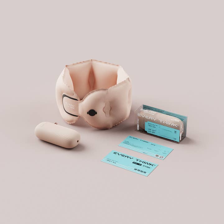 Inflating Travel Neck Pillow with Case/Pump - Pink for wholesale by FashionIt