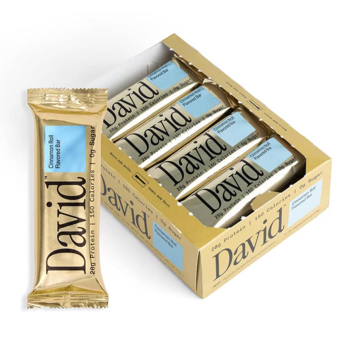 David High Protein Bars No Sugar Cinnamon Roll 2.05 oz 12 ct for wholesale by Long Island Candy Factory